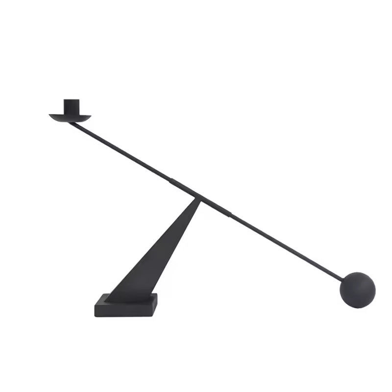 Modern Minimalist Black Creative Personalized Geometric Lines Restaurant Candlelight Dinner Home Decor Metal
