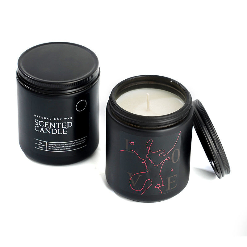 Custom Private Label Glass Jar Scented Candle Luxury Aromatherapy Spiritual Healing Matte Black Soy Wax